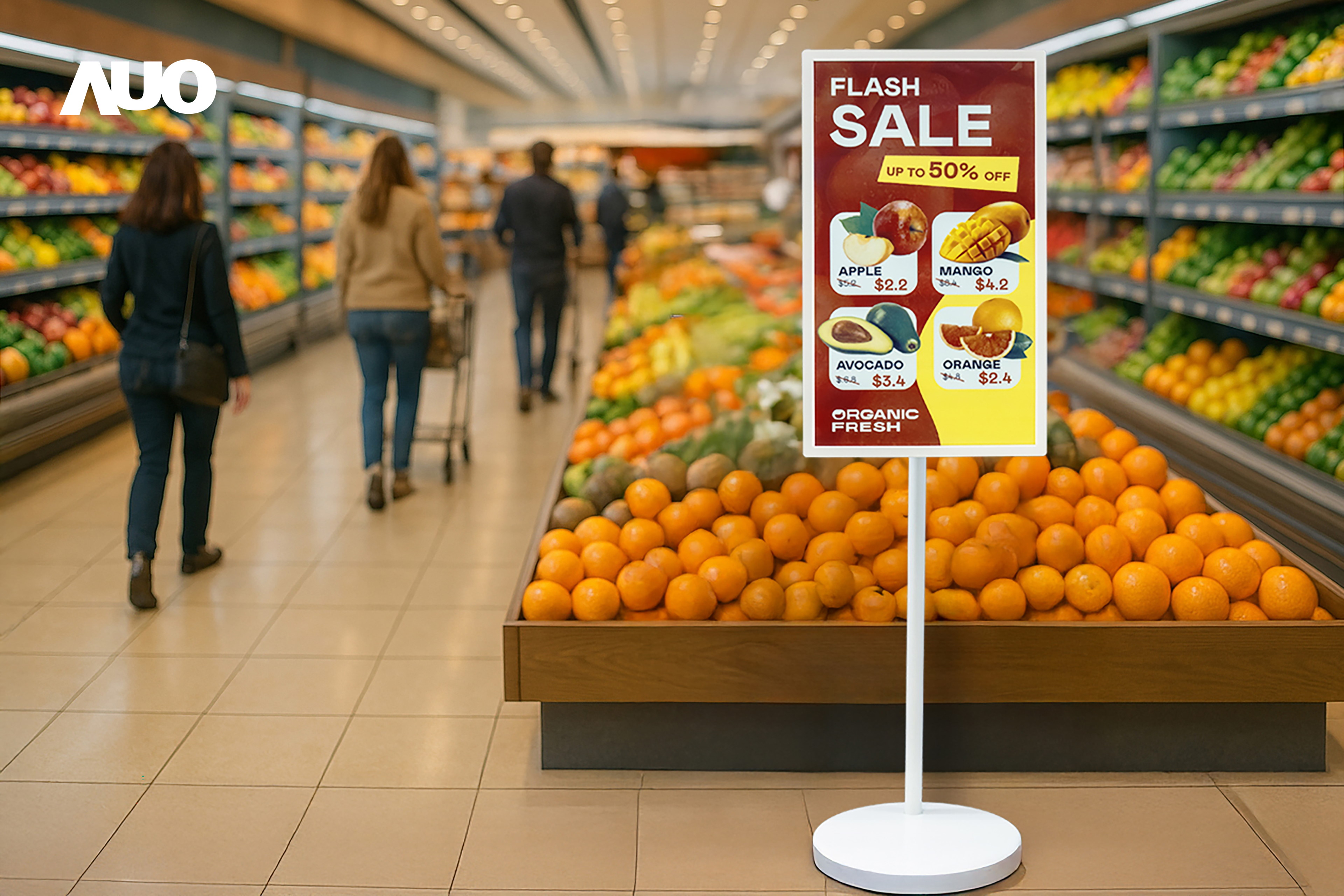 達擎首亮相低功耗、全彩的「aecoPost電子紙解決方案」，僅在更新畫面時需要微量的電力驅動，無需佈建電線的便捷設計，使其可靈活應用、隨意置放，並可透過雲端或行動裝置app，輕鬆管理及排程廣告內容，晉升店頭行銷利器。